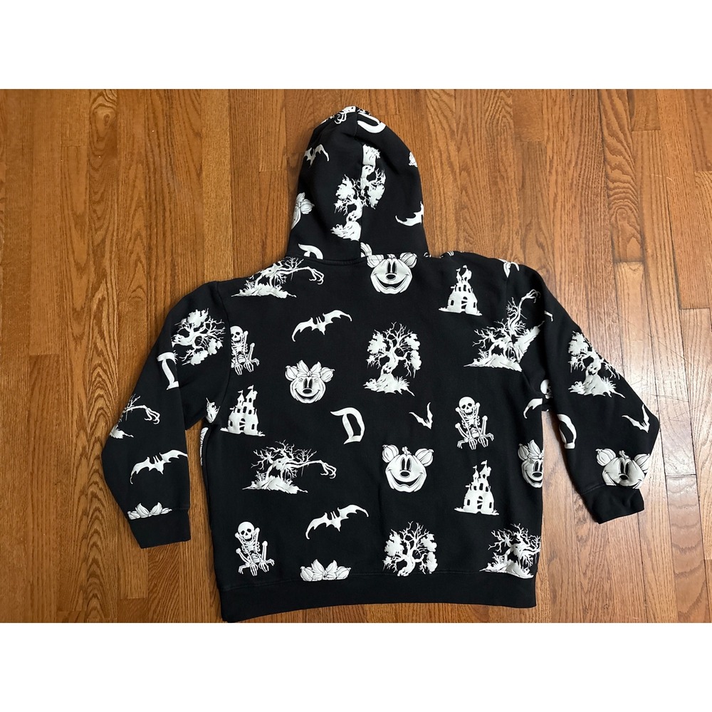 Disney Halloween Haunted Mansion Mickey Mouse All Over Black Hoodie Sweatshirt - Picture 2 of 6